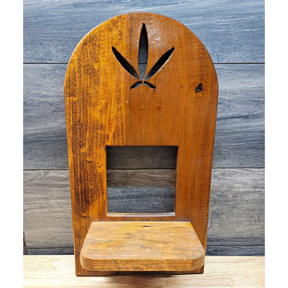 Handmade Brown Wood Shelf, Arch Shape